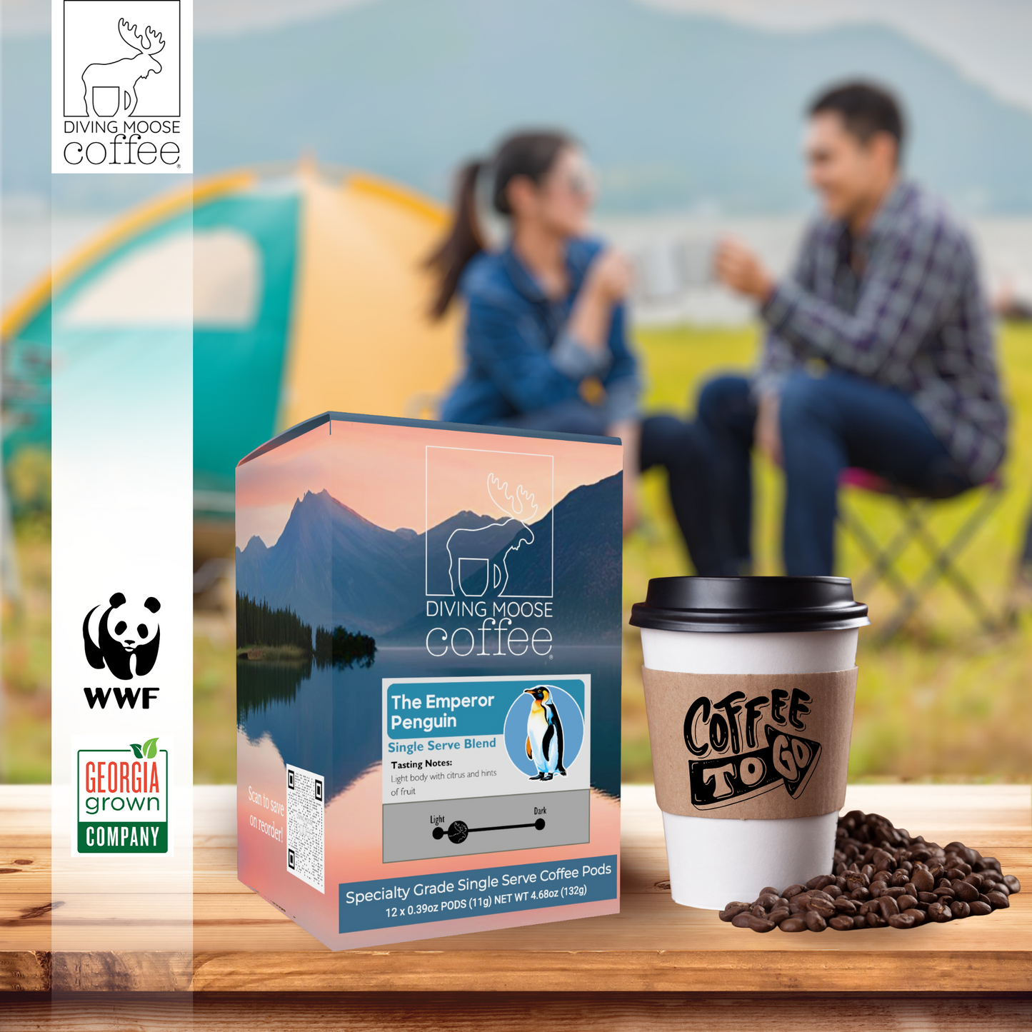 The Emperor Penguin – 12 Single Serve Coffee Pods Light Roast Blend