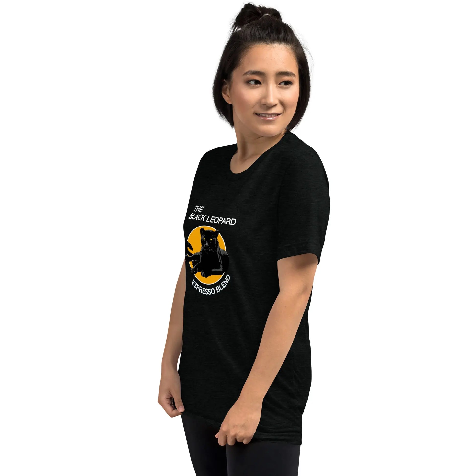 DMC Black Leopard Short Sleeve Tri-Blend Comfy T-shirt Diving Moose Coffee, LLC