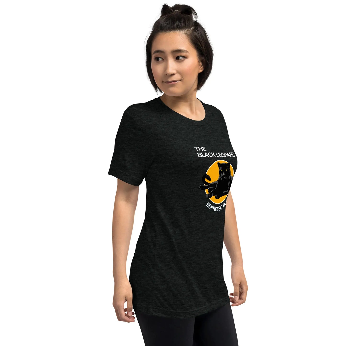 DMC Black Leopard Short Sleeve Tri-Blend Comfy T-shirt Diving Moose Coffee, LLC