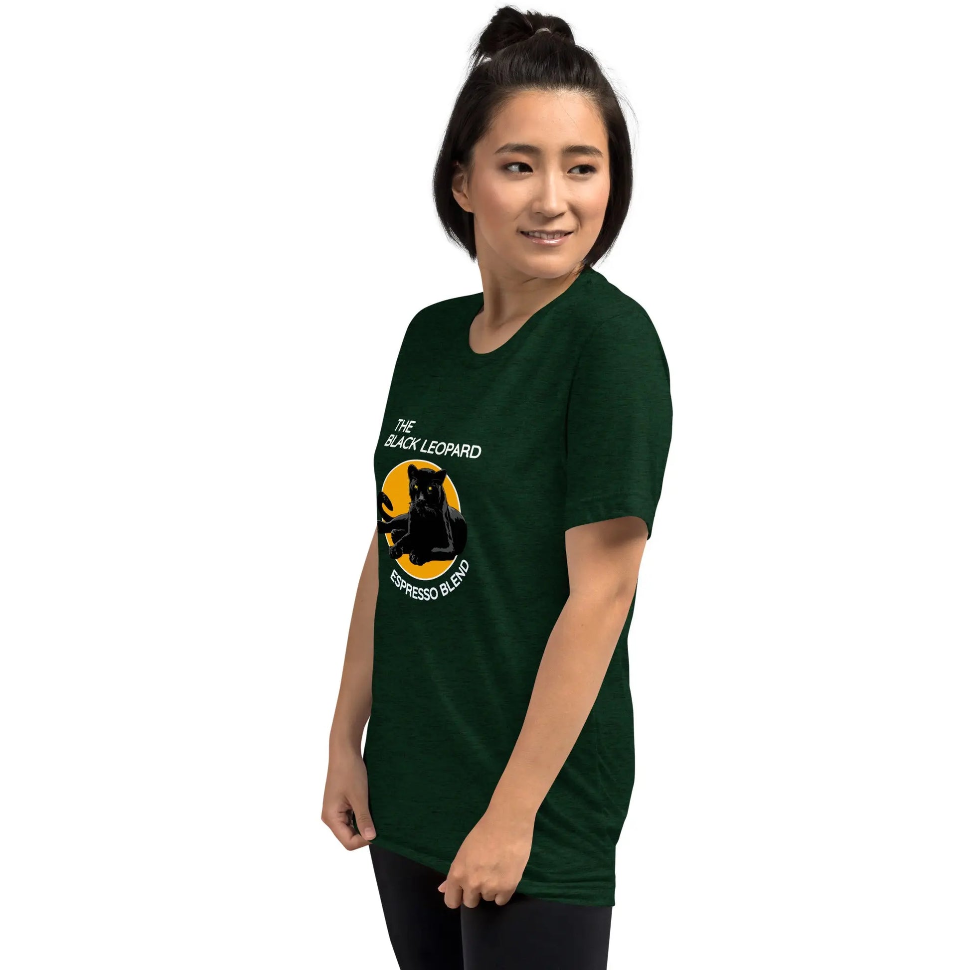 DMC Black Leopard Short Sleeve Tri-Blend Comfy T-shirt Diving Moose Coffee, LLC