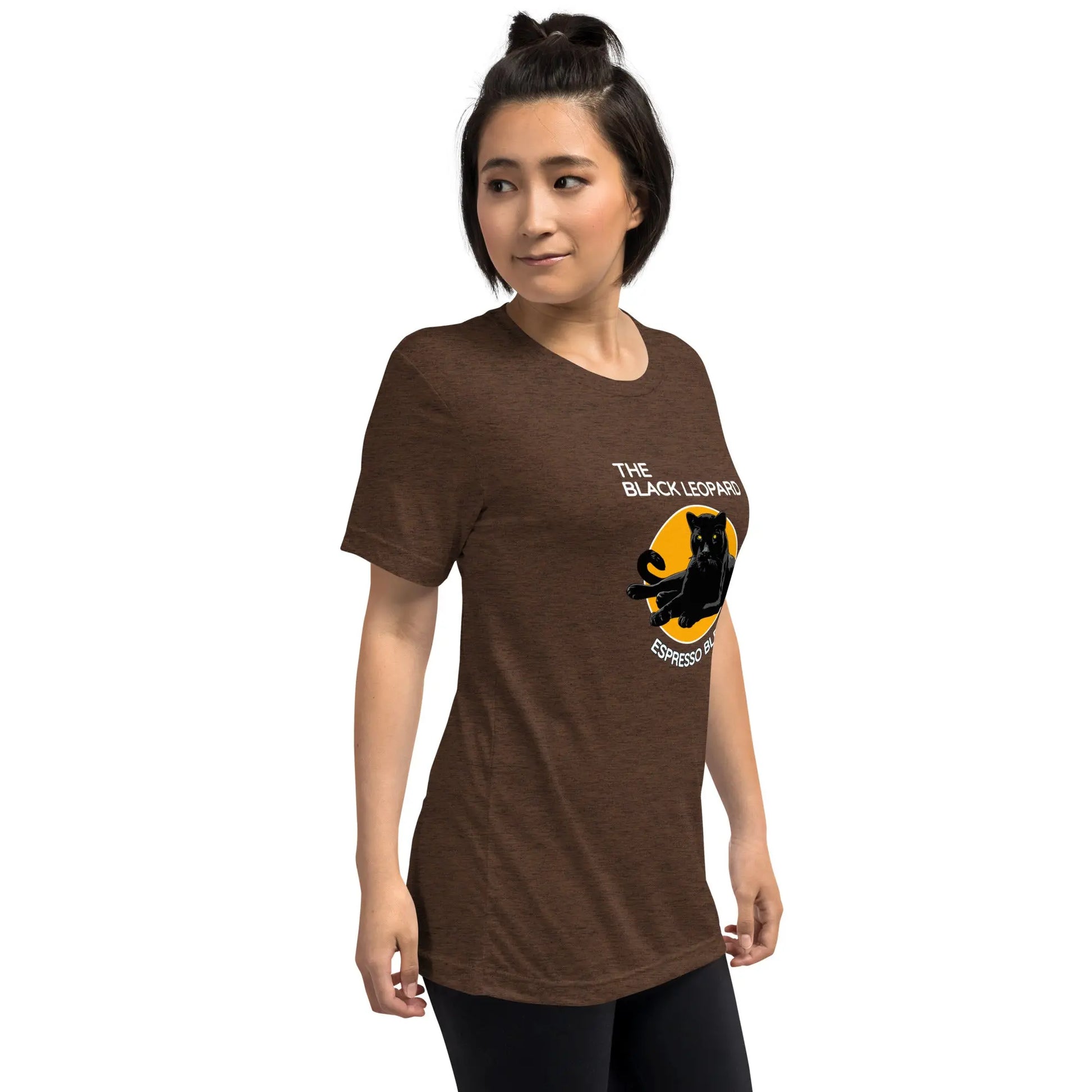 DMC Black Leopard Short Sleeve Tri-Blend Comfy T-shirt Diving Moose Coffee, LLC
