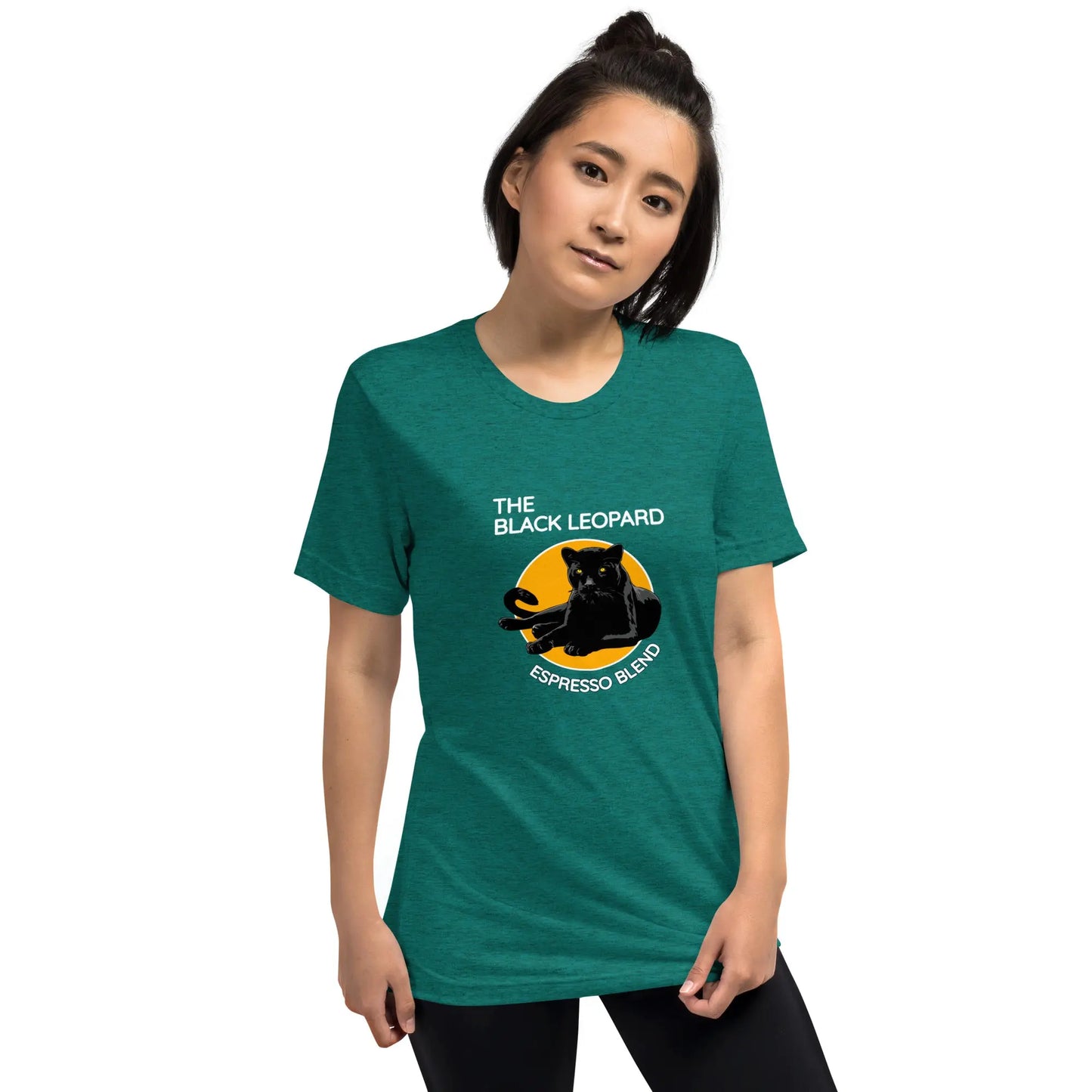 DMC Black Leopard Short Sleeve Tri-Blend Comfy T-shirt Diving Moose Coffee, LLC