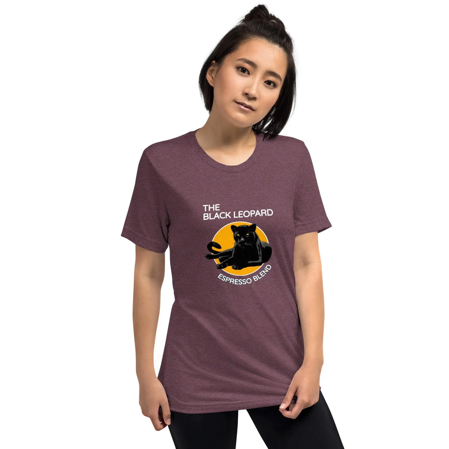 DMC Black Leopard Short Sleeve Tri-Blend Comfy T-shirt Diving Moose Coffee, LLC