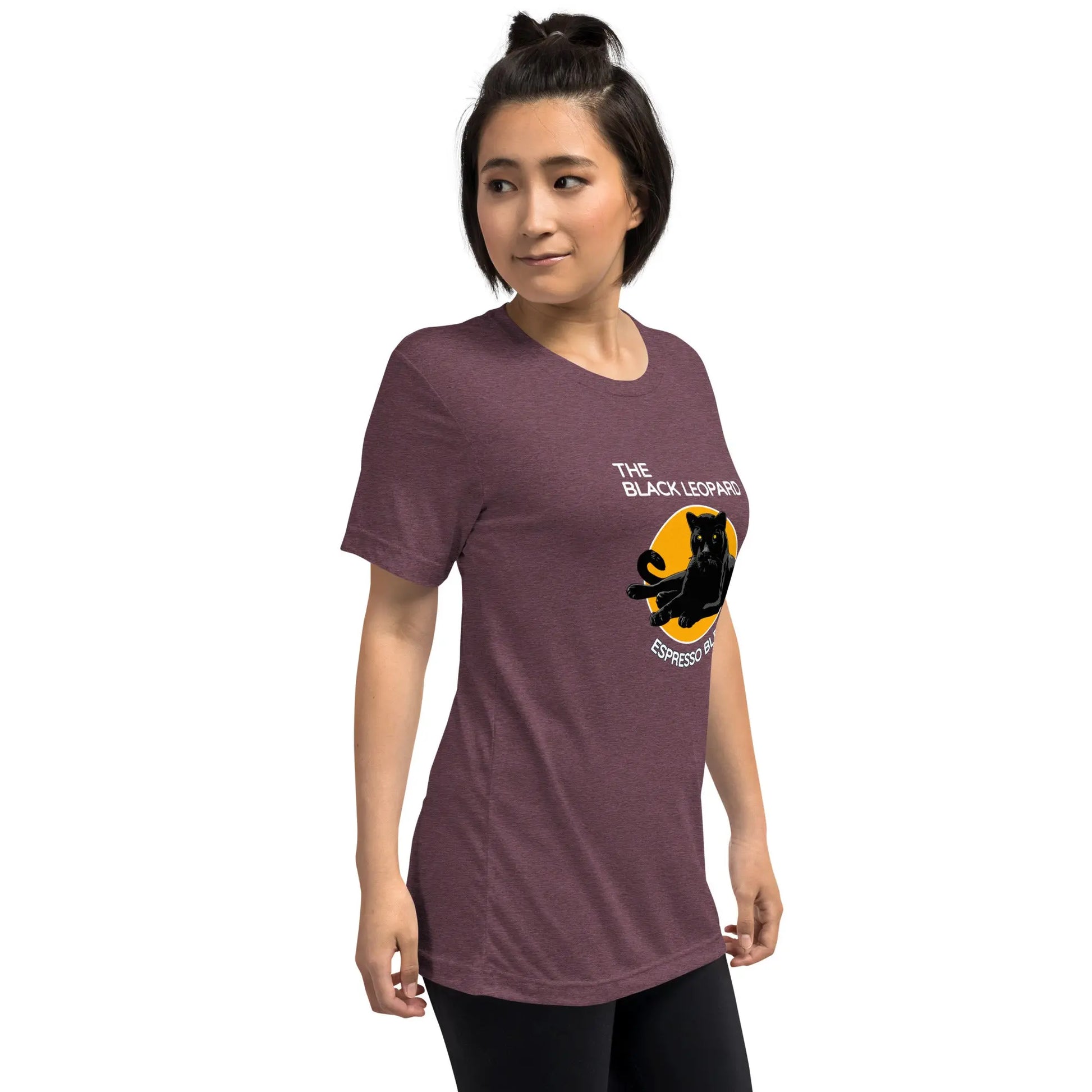 DMC Black Leopard Short Sleeve Tri-Blend Comfy T-shirt Diving Moose Coffee, LLC