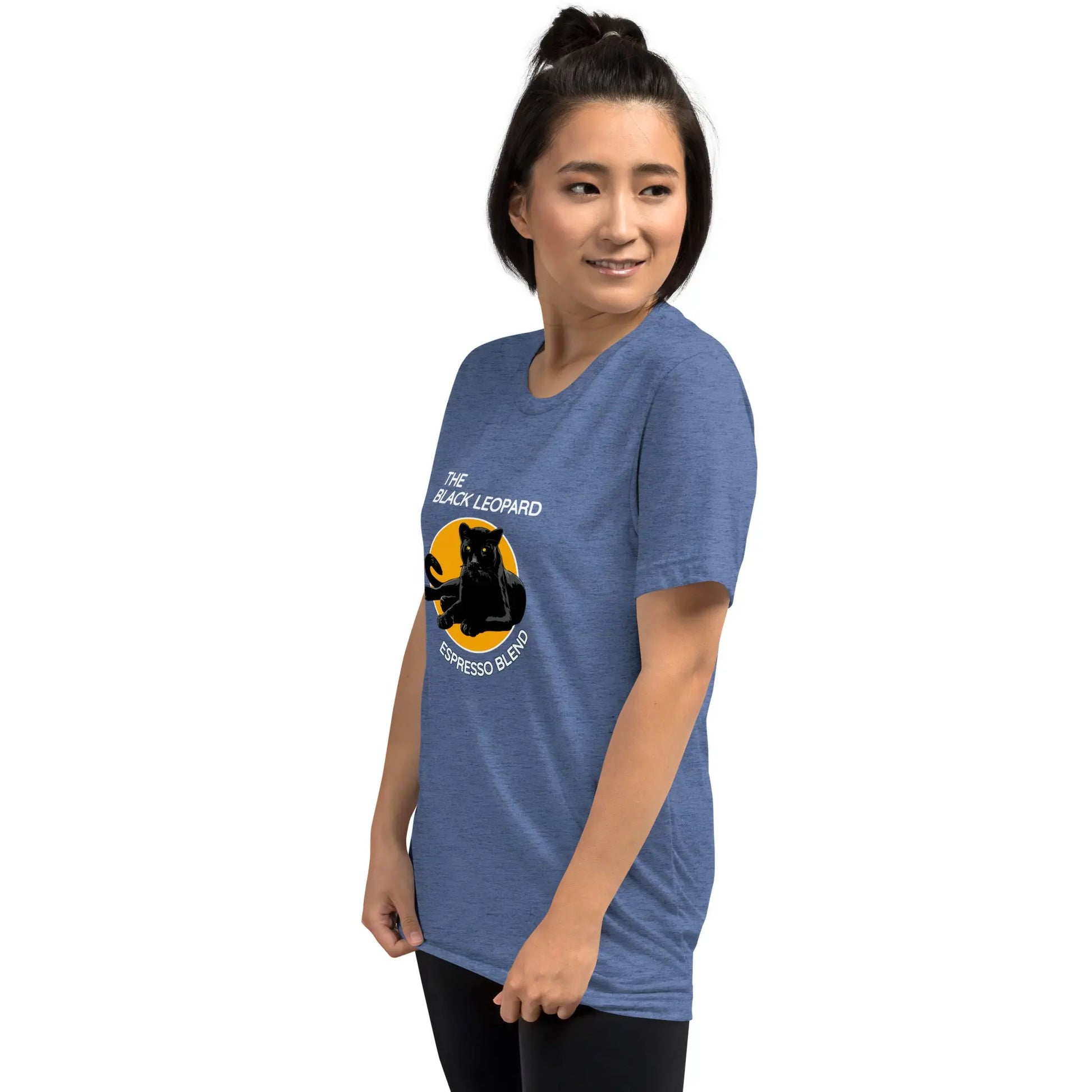 DMC Black Leopard Short Sleeve Tri-Blend Comfy T-shirt Diving Moose Coffee, LLC