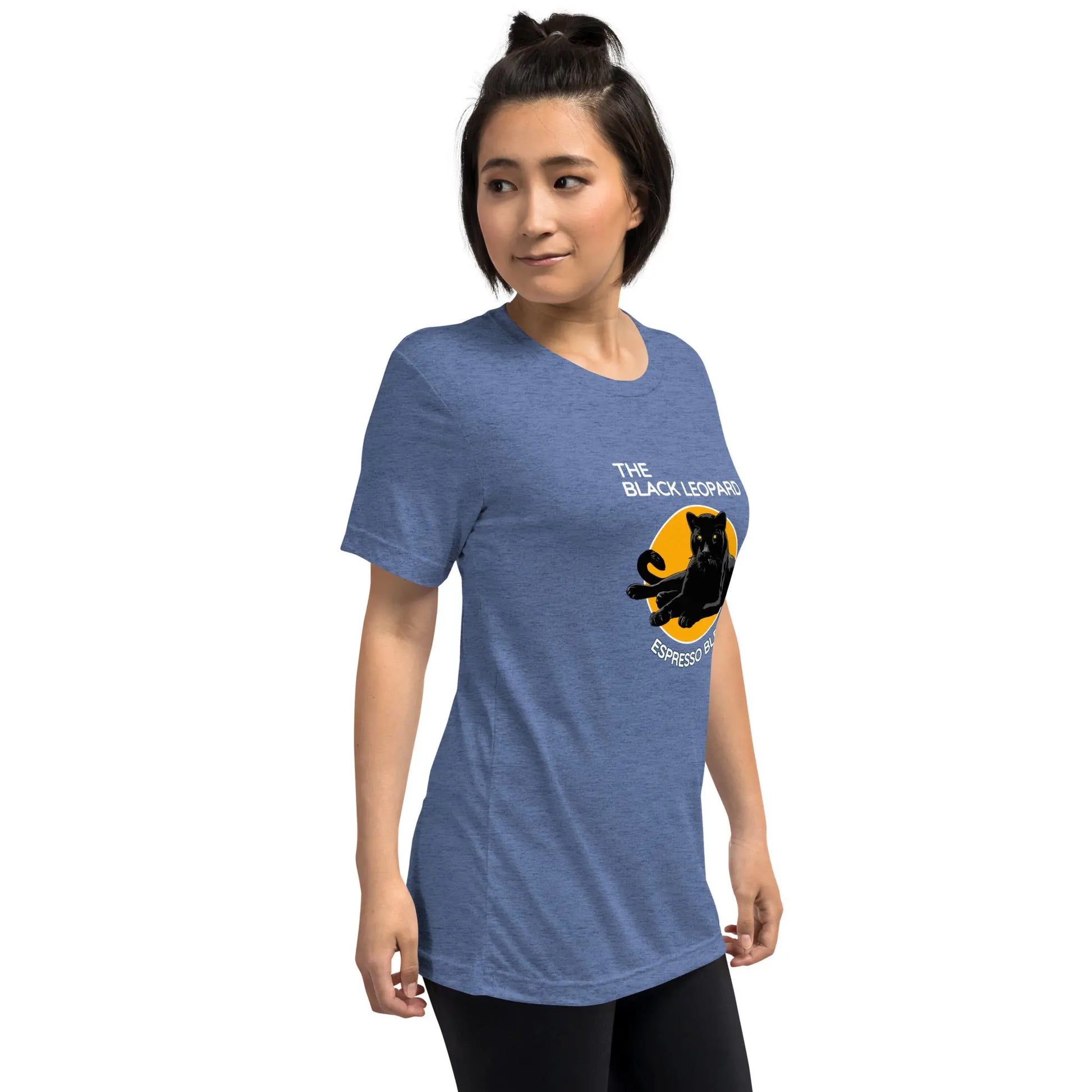 DMC Black Leopard Short Sleeve Tri-Blend Comfy T-shirt Diving Moose Coffee, LLC