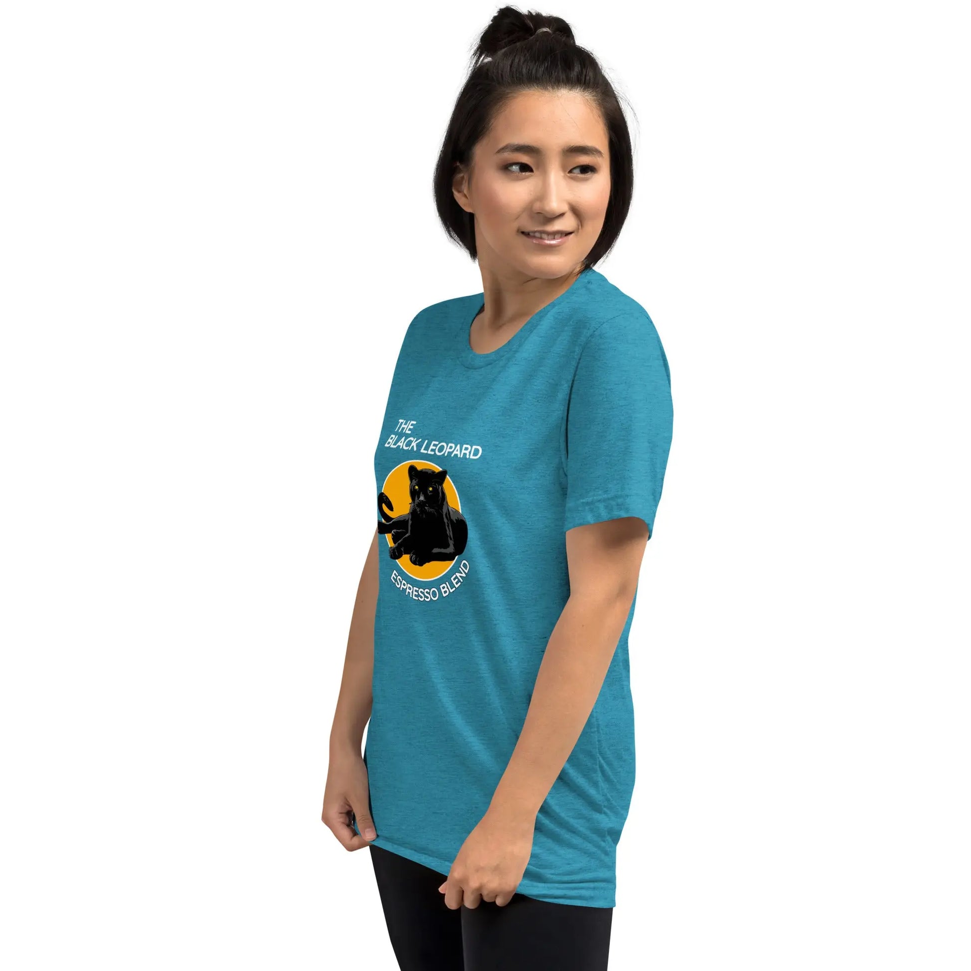 DMC Black Leopard Short Sleeve Tri-Blend Comfy T-shirt Diving Moose Coffee, LLC