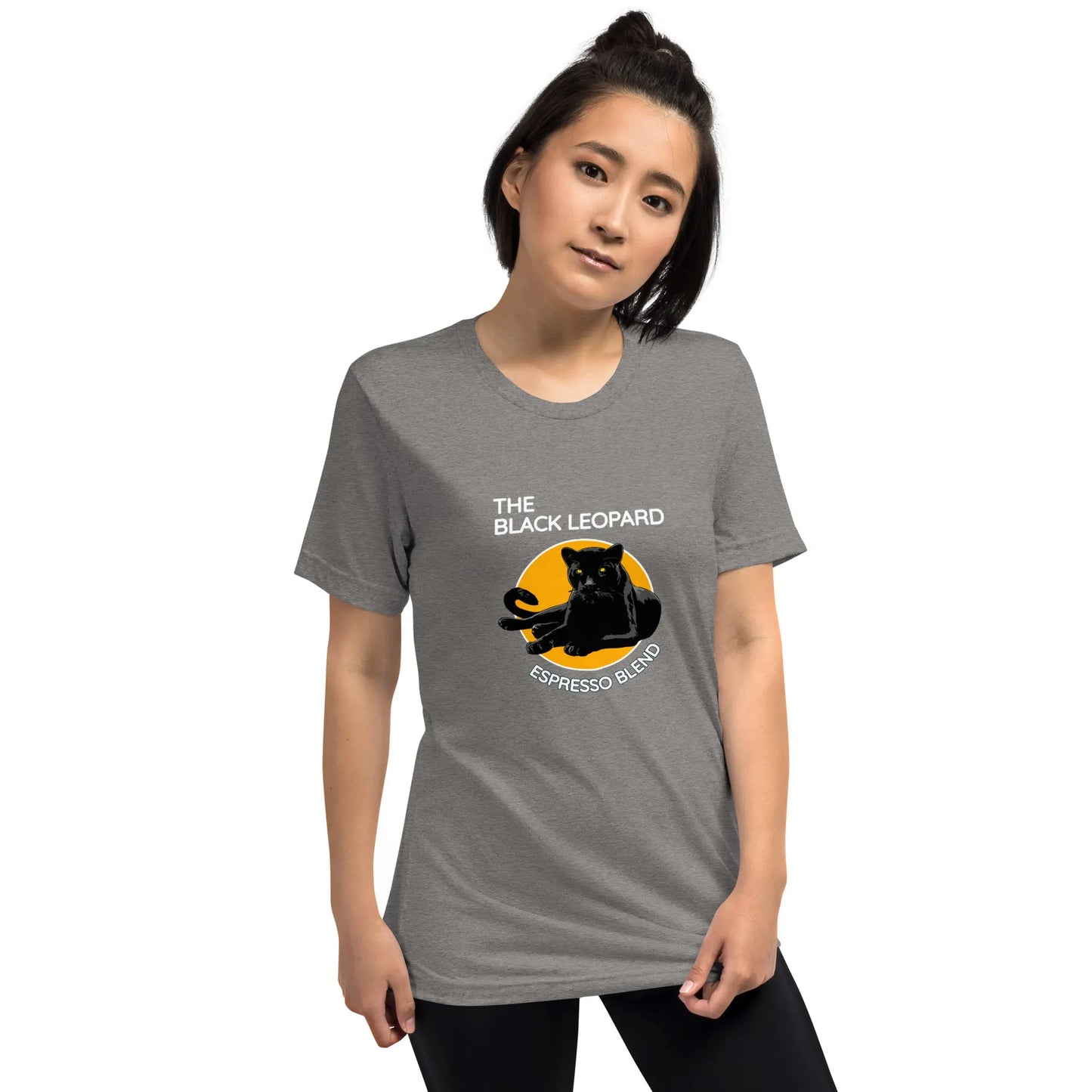DMC Black Leopard Short Sleeve Tri-Blend Comfy T-shirt Diving Moose Coffee, LLC