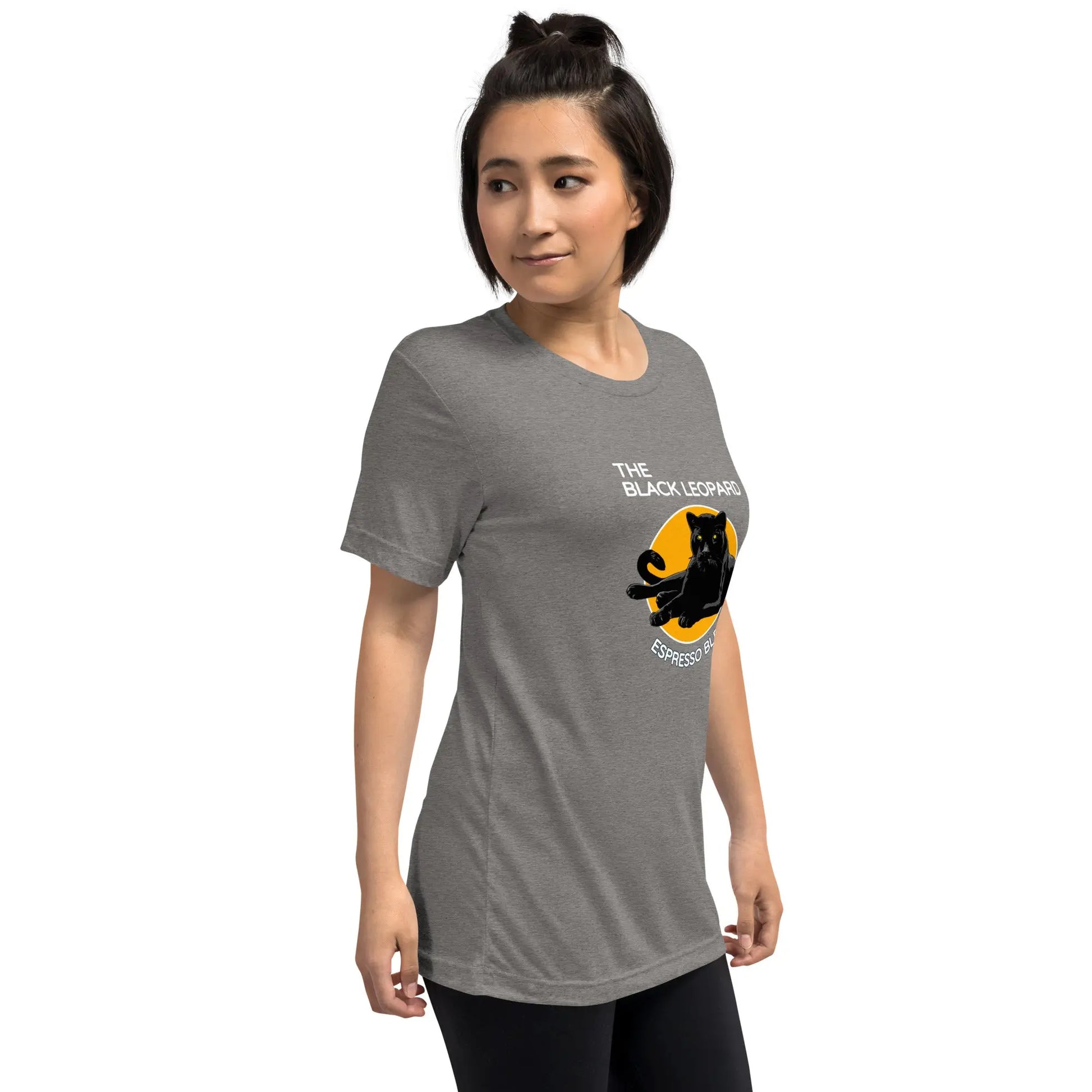 DMC Black Leopard Short Sleeve Tri-Blend Comfy T-shirt Diving Moose Coffee, LLC