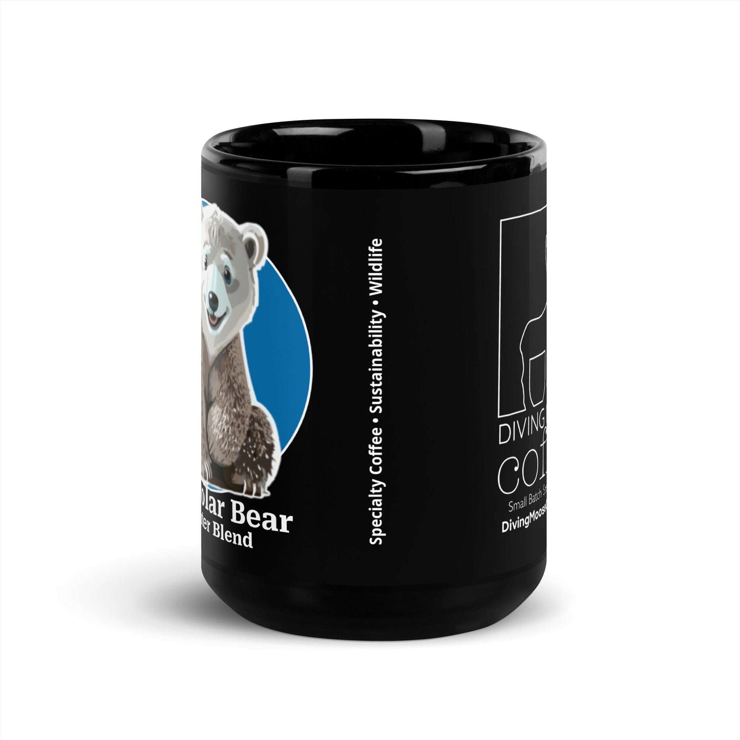 DMC Polar Bear glossy ceramic coffee mug 15oz with wildlife design, dishwasher and microwave safe