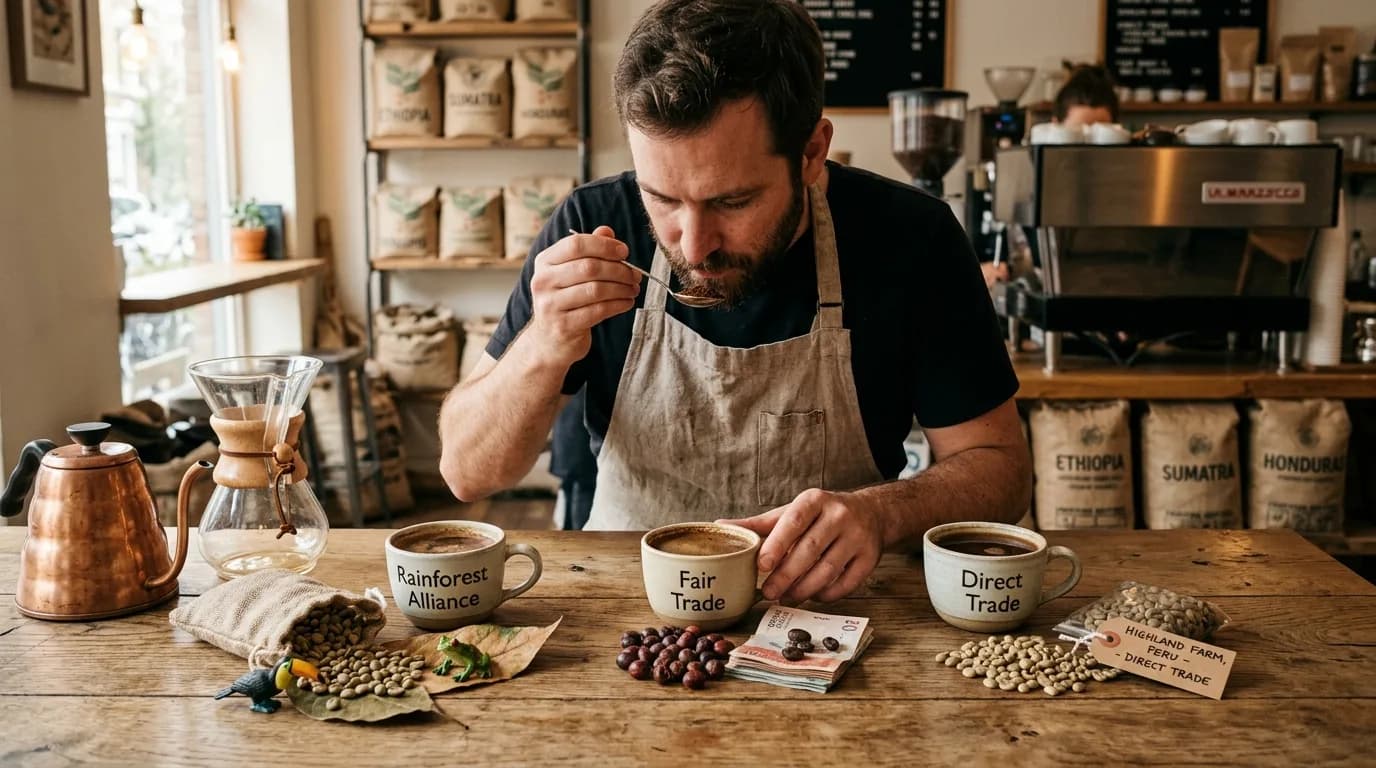 Rainforest Alliance vs. Fair Trade vs. Direct Trade Coffee: What the Labels Actually Mean for Farmers and Wildlife