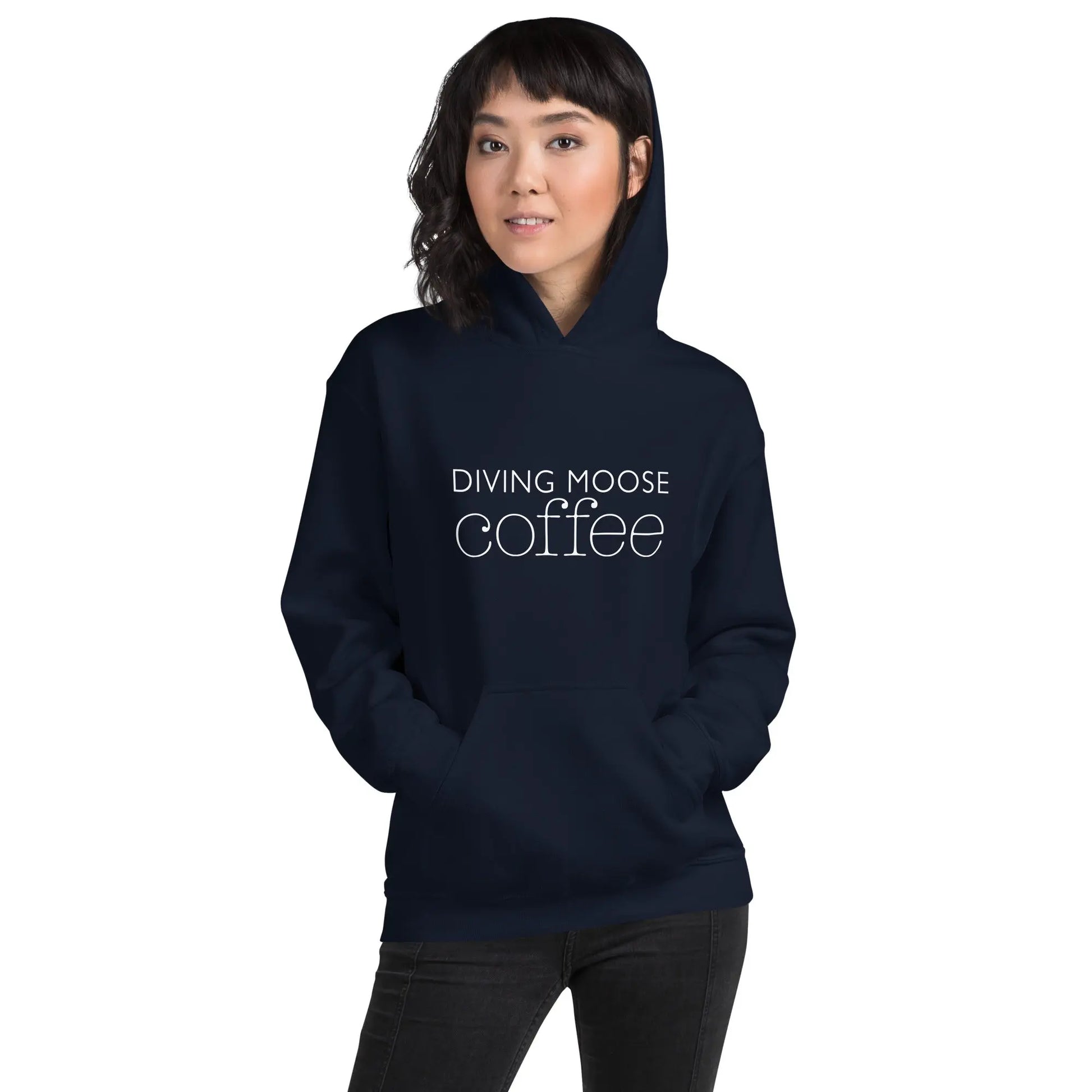 DMC Cozy Soft Feel Unisex Hoodie with Front Pouch Pocket Diving Moose Coffee, LLC