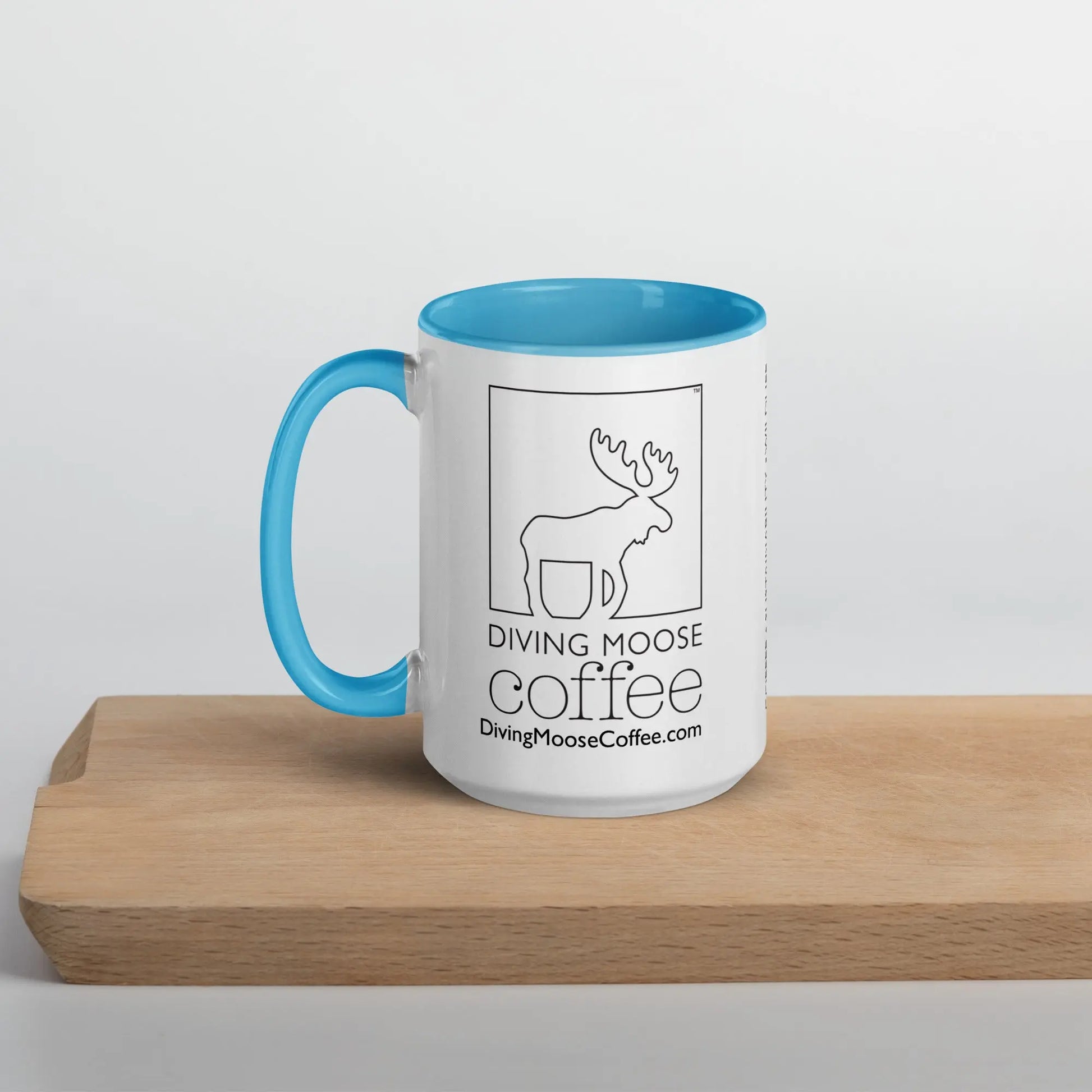 DMC White Glossy Mug with Choice of Color Inside (15 oz) Diving Moose Coffee, LLC