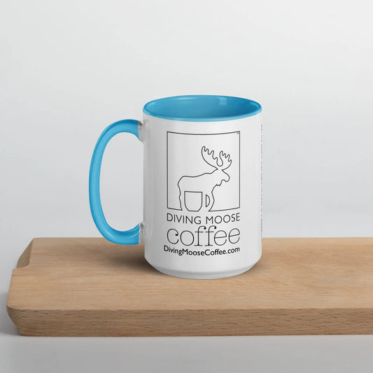 DMC White Glossy Mug with Choice of Color Inside (15 oz) Diving Moose Coffee, LLC