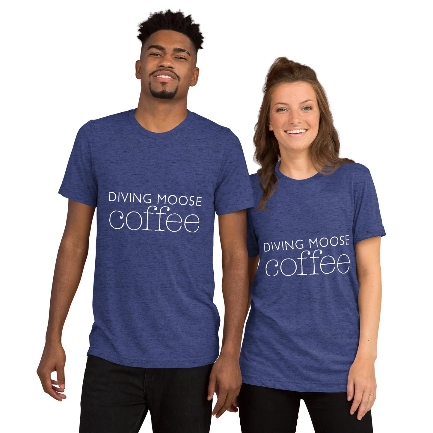 DMC Word Logo Short Sleeve Tri-Blend Comfy T-shirt Diving Moose Coffee, LLC