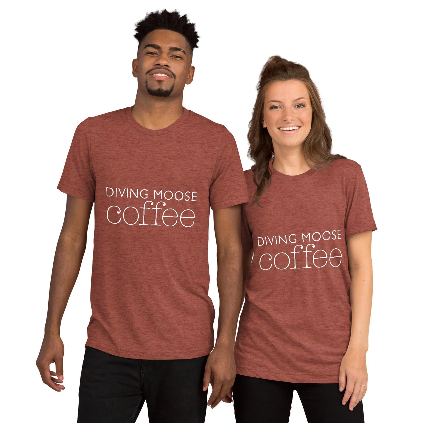 DMC Word Logo Short Sleeve Tri-Blend Comfy T-shirt Diving Moose Coffee, LLC