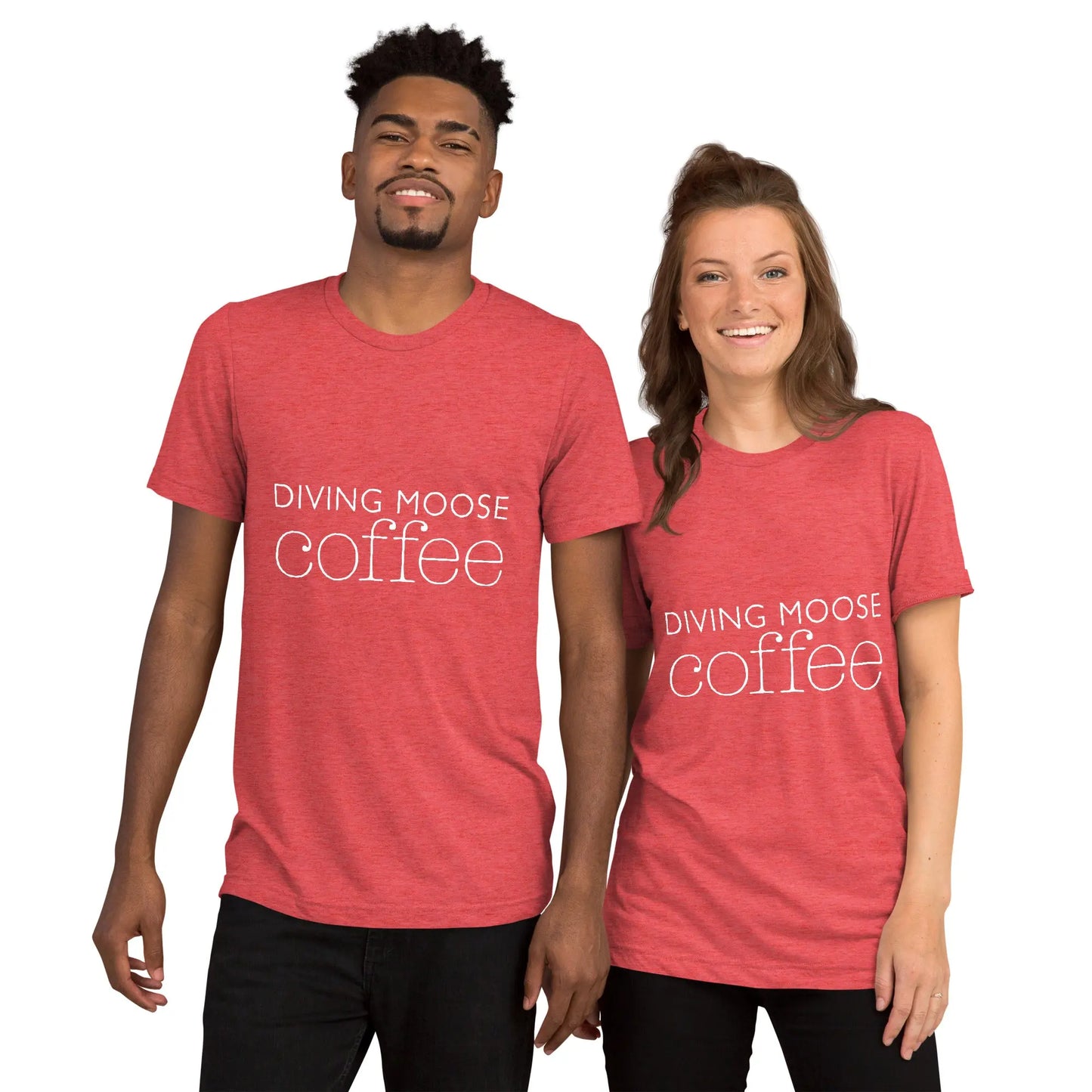 DMC Word Logo Short Sleeve Tri-Blend Comfy T-shirt Diving Moose Coffee, LLC