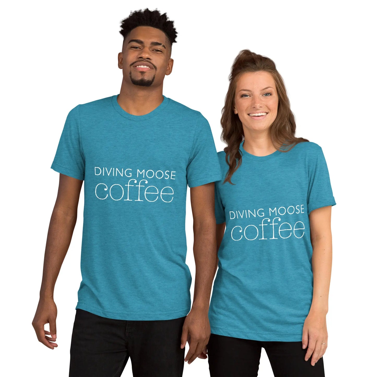 DMC Word Logo Short Sleeve Tri-Blend Comfy T-shirt Diving Moose Coffee, LLC