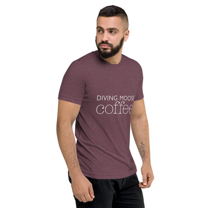 DMC Word Logo with QR Code Short Sleeve Tri-Blend Comfy T-shirt Diving Moose Coffee, LLC