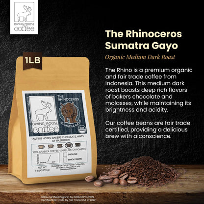The Rhinoceros - Sumatra Gayo (Organic) Diving Moose Coffee, LLC