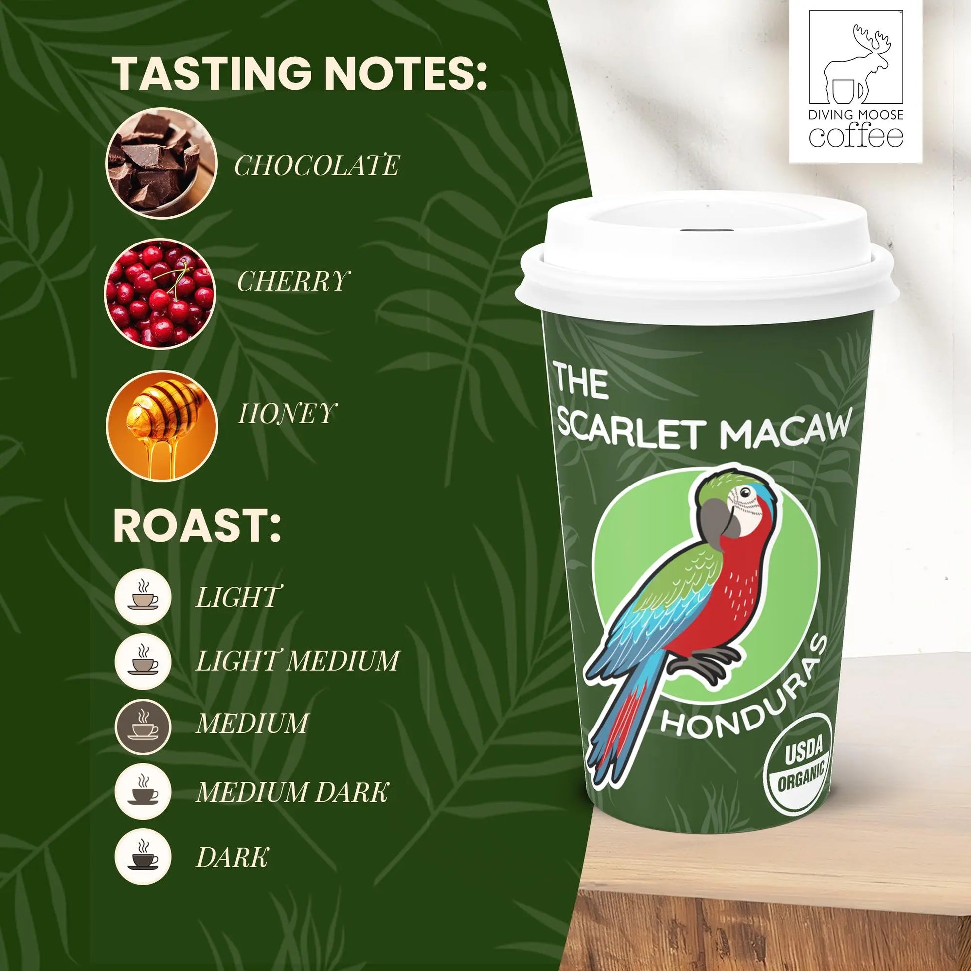 The Scarlet Macaw - Honduras Marcala (Organic) Diving Moose Coffee, LLC