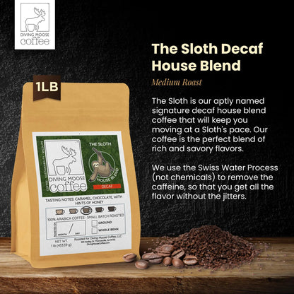 The Sloth - Decaf House Blend Diving Moose Coffee, LLC